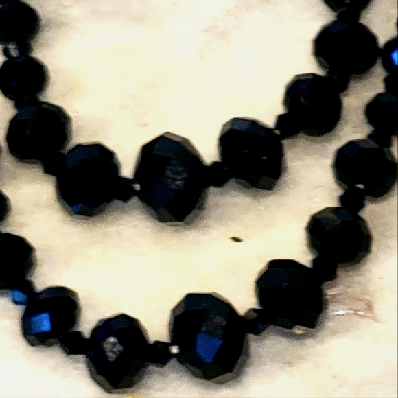 Vintage Black Crystal Necklace 52" - Picture 3 of 4